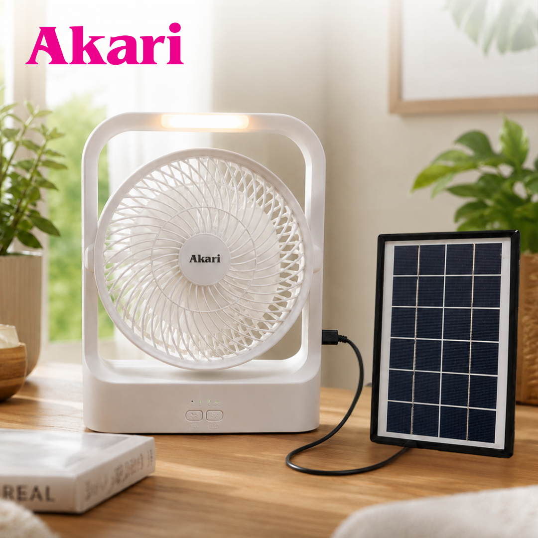 Akari 8" Solar LED Fan (Rechargeable) (ARF-S8318)