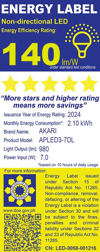 Akari LED Premiere Bulb 7 Watts - Daylight (APLED3-7DL)
