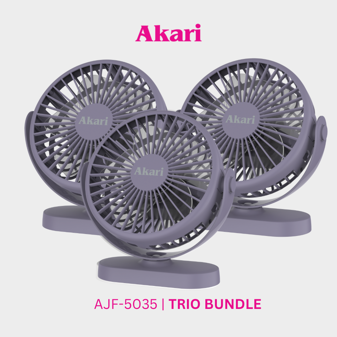 Akari Trio Bundle - 5" Rechargeable Compact Fan (AJF-5035)