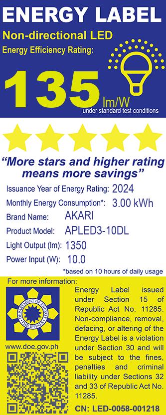 Akari LED Premiere Bulb 10 Watts -Daylight (APLED3-10DL)