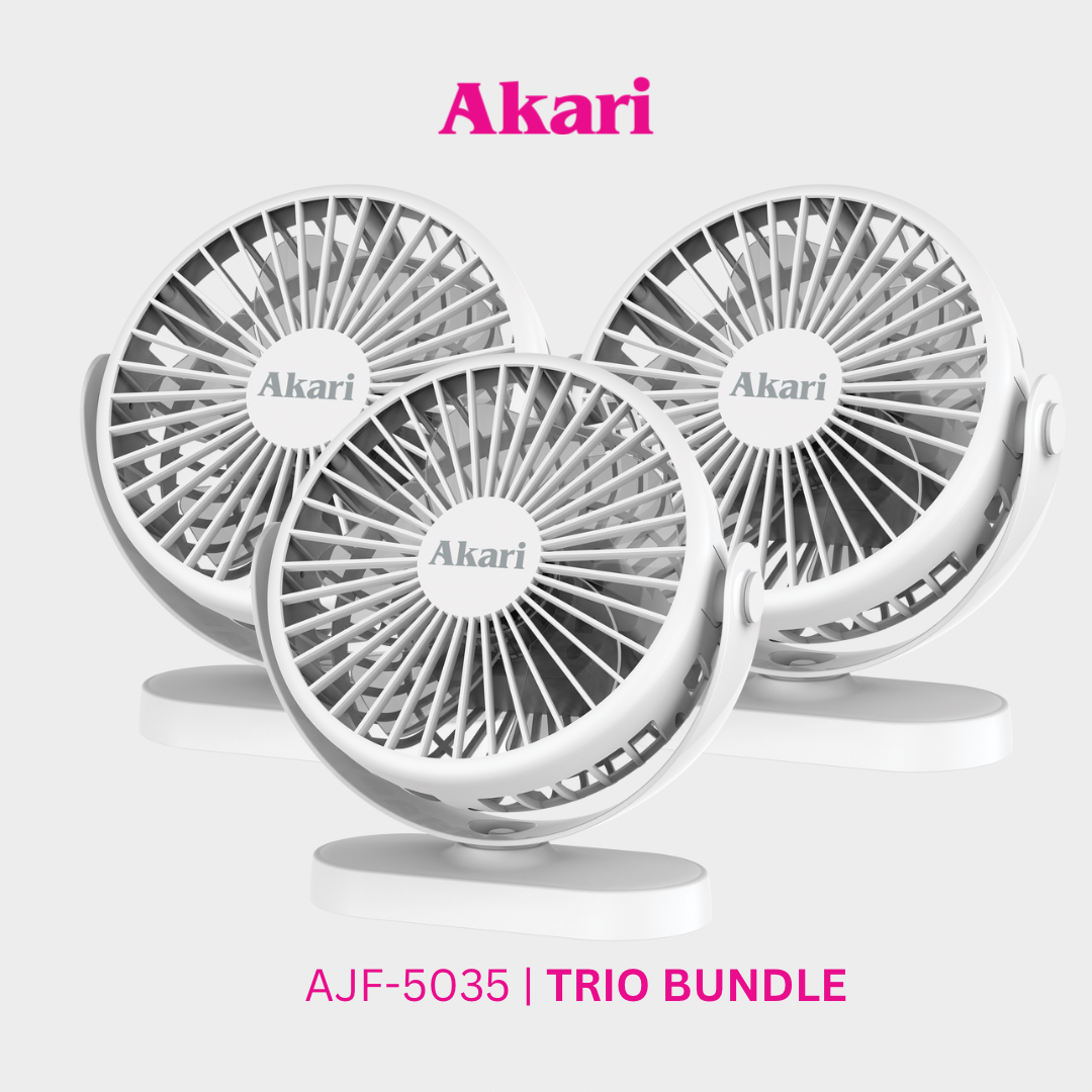 Akari Trio Bundle - 5" Rechargeable Compact Fan (AJF-5035)