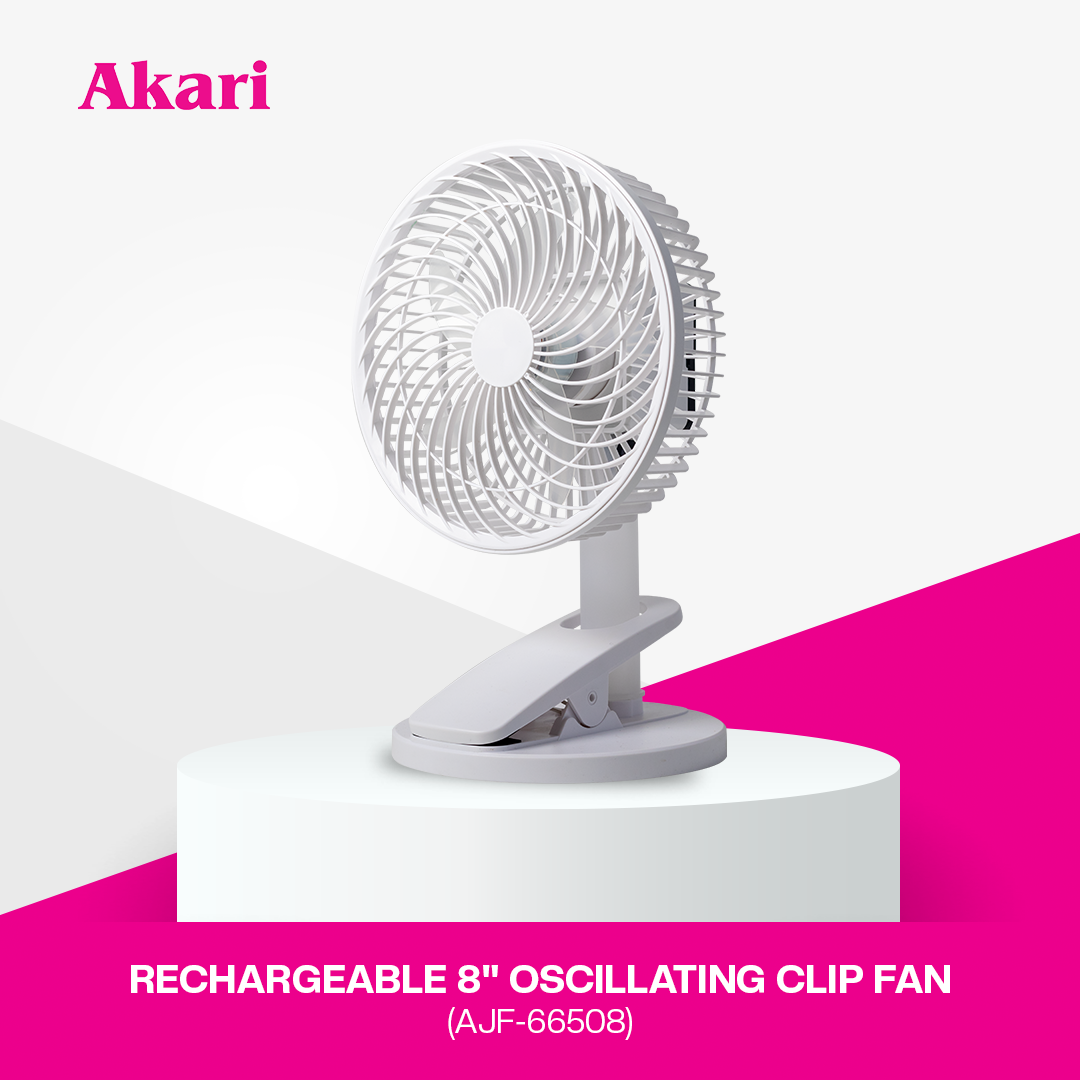 Akari 8" Rechargeable Oscillating Clip Fan ( AJF-66508 )