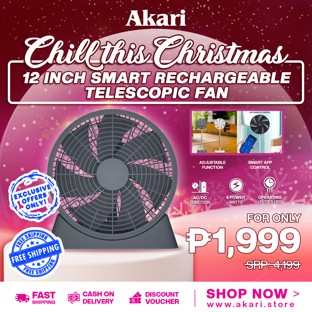 Akari 12" Smart Rechargeable Telescopic Fan (ARF-1203)