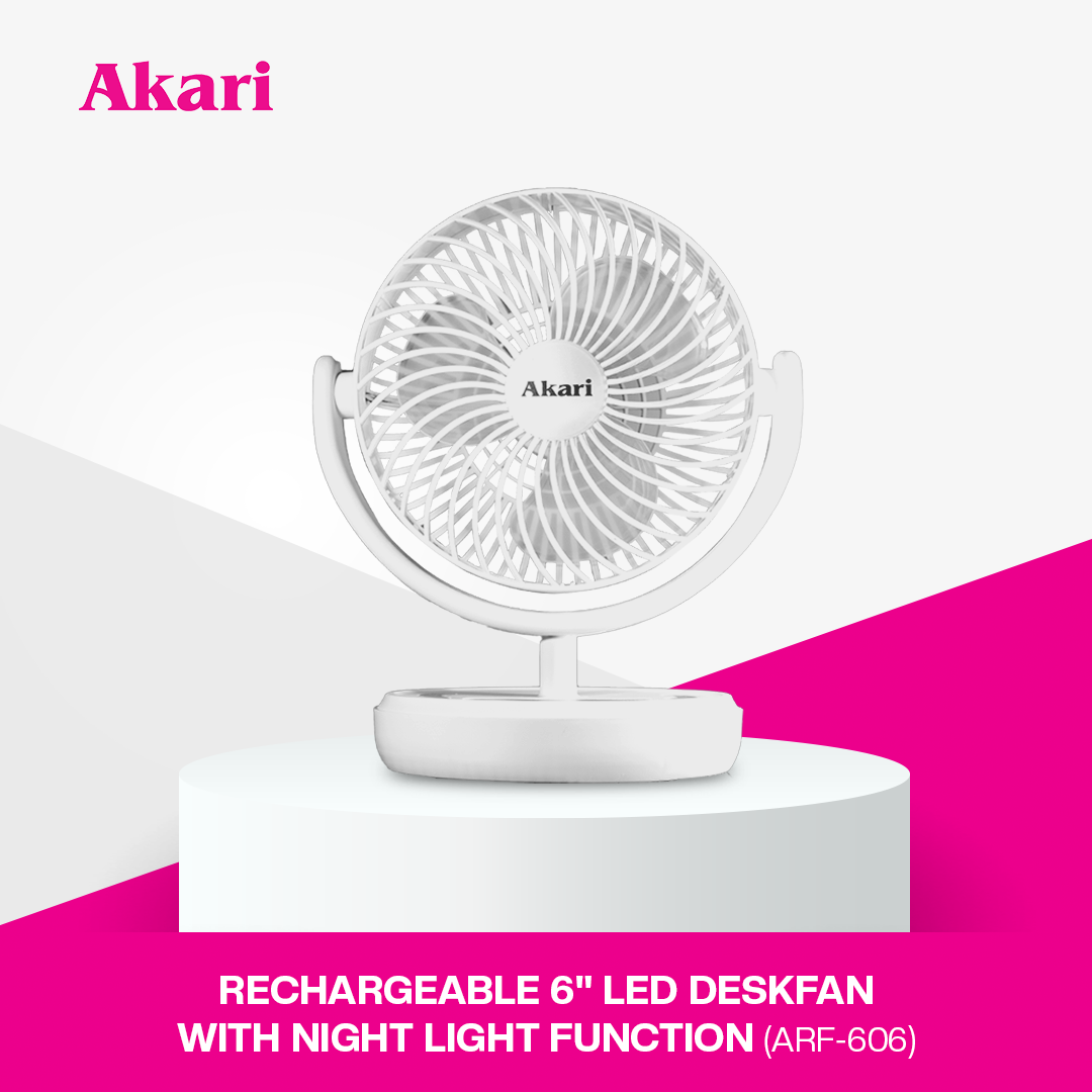 Akari 6” Rechargeable LED Deskfan with Night Light Function (ARF-606)
