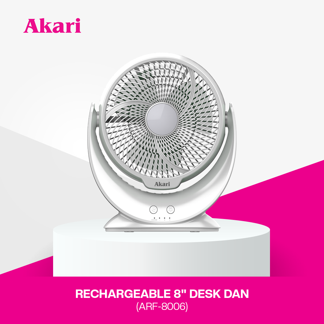 Akari 8" Rechargeable Desk fan (ARF-8006)