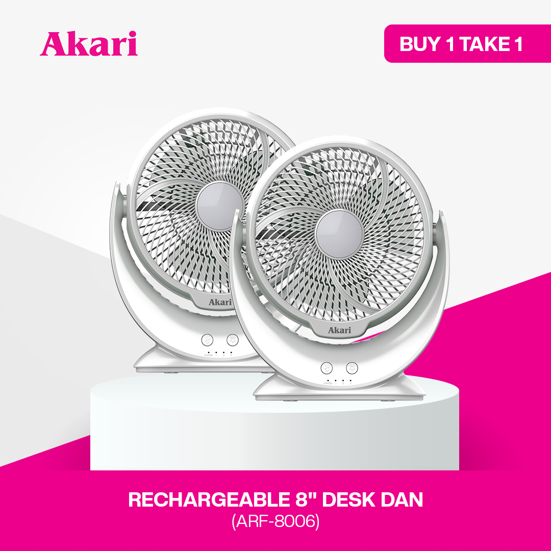 Akari B1T1 8" Rechargeable Desk fan (ARF-8006)