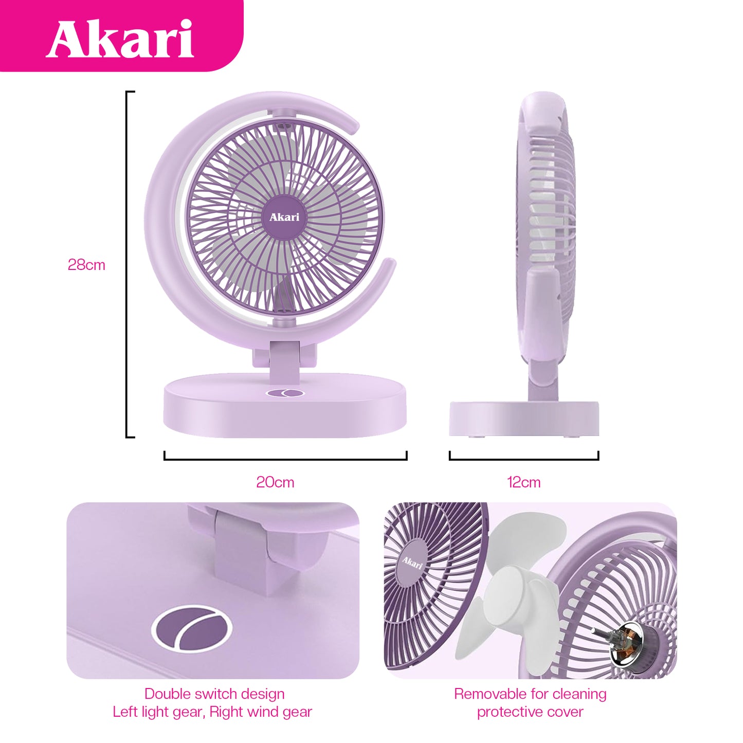 Akari : Eclipse Fan with Tri-Color LED Night Light (ARF-E869) (Copy)