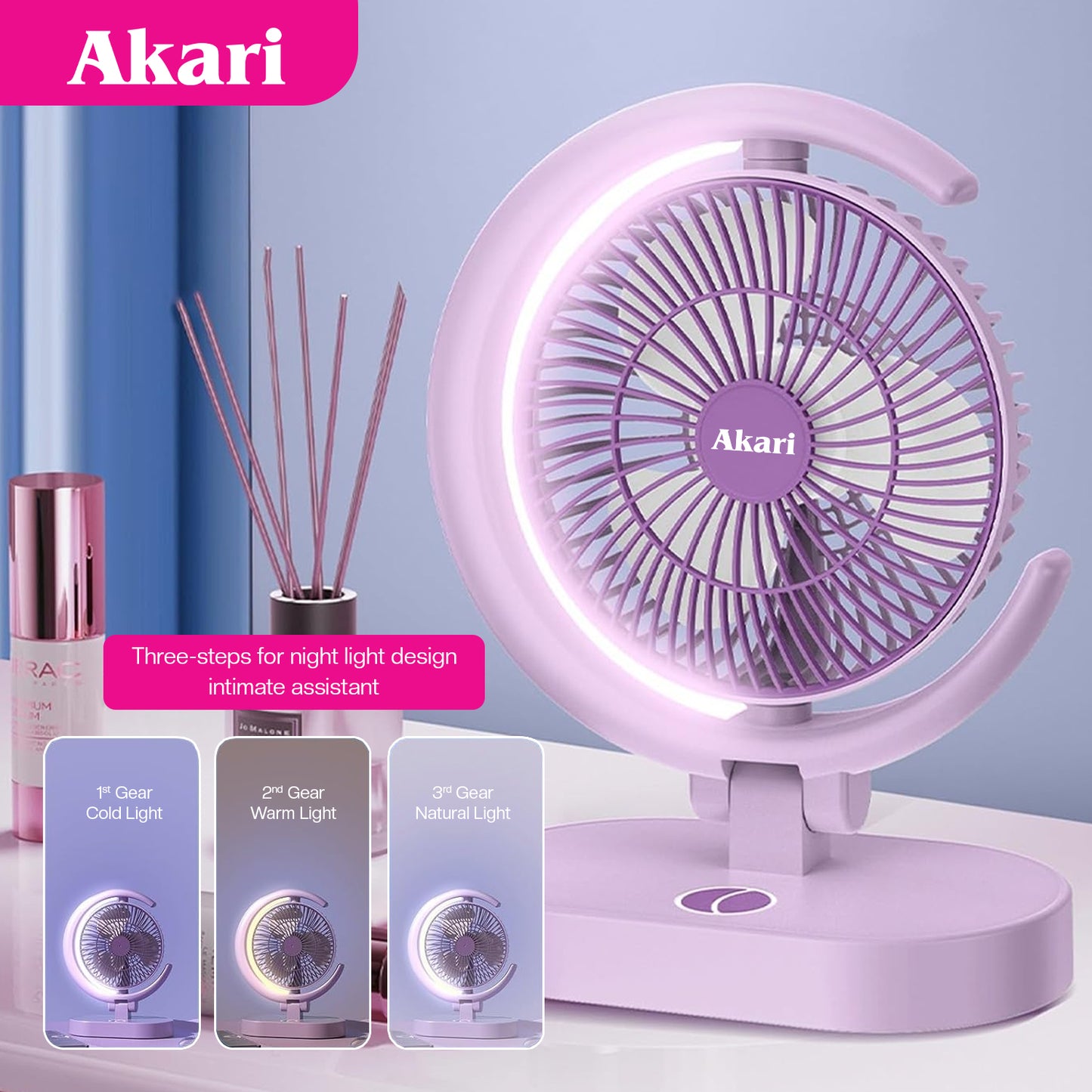 Akari : Eclipse Fan with Tri-Color LED Night Light (ARF-E869) (Copy)