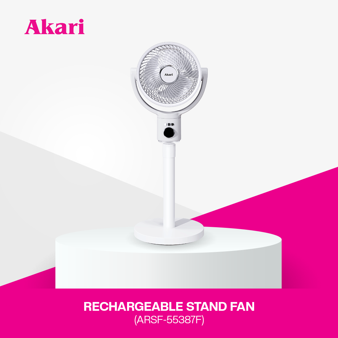 Akari 10" Rechargeable Stand Fan with LED (ARSF-5537)