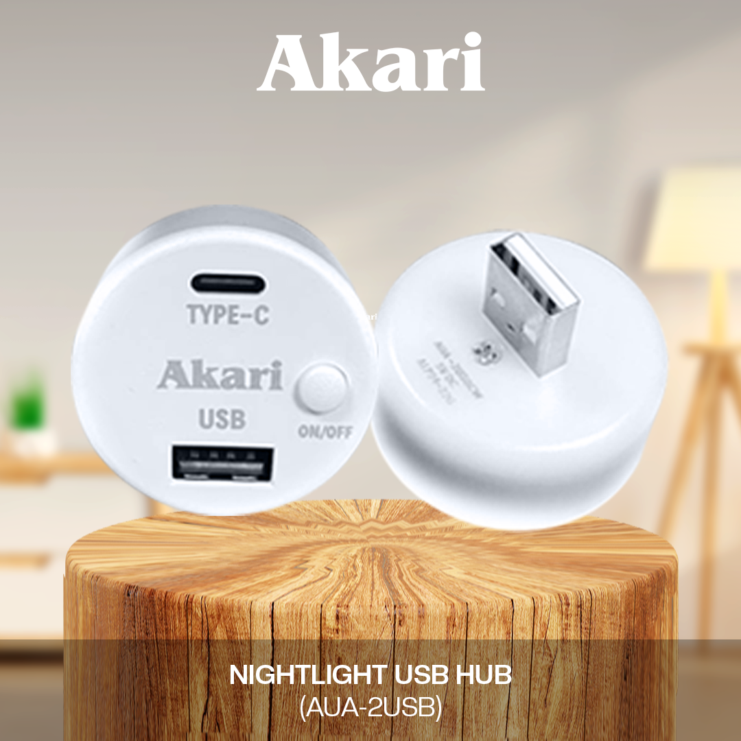 Akari Adaptor USB hub with Night light function (AUA-2USB) 2PCS IN PACK