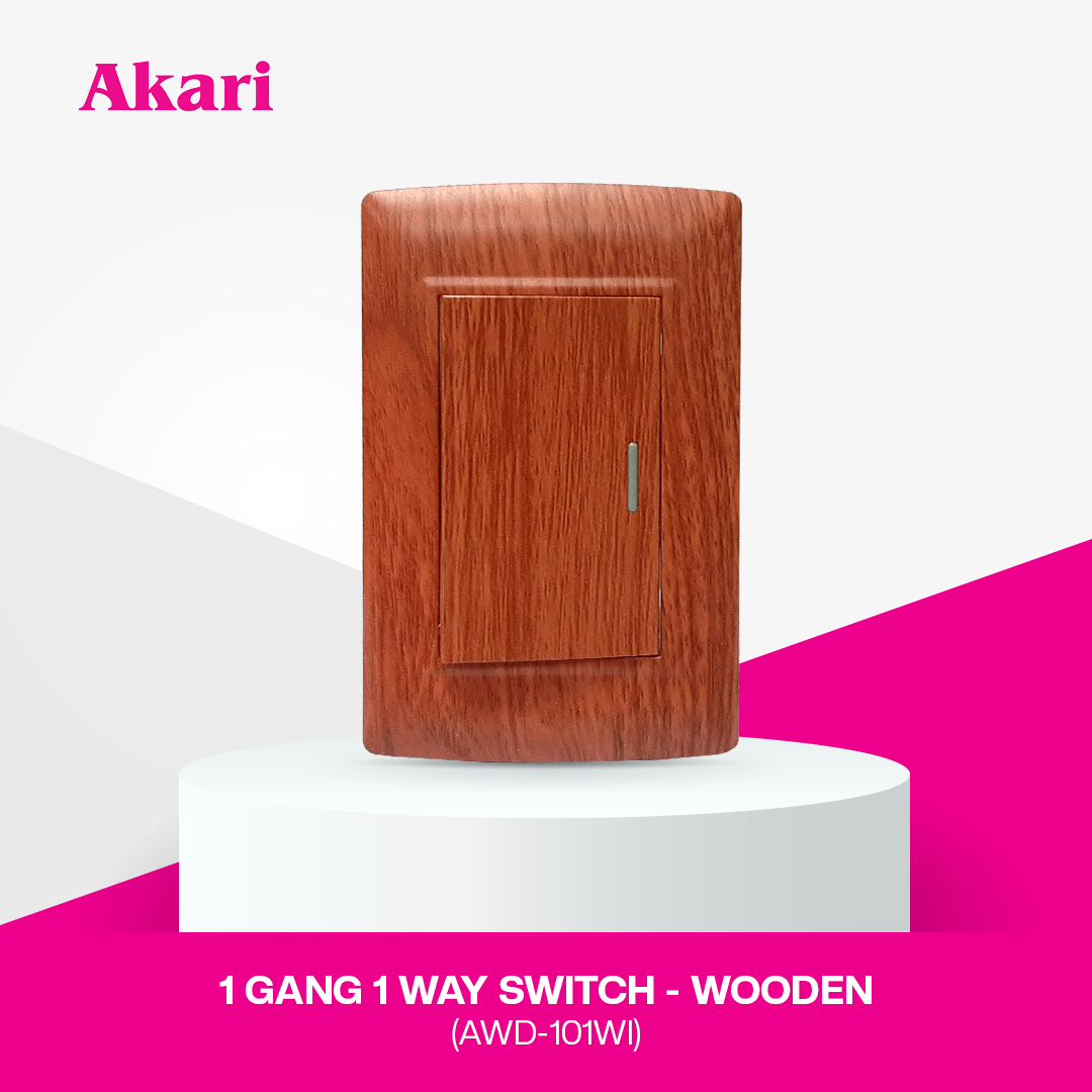 Akari 1 Gang 1 Way Switch - Wooden (AWD-101WI)