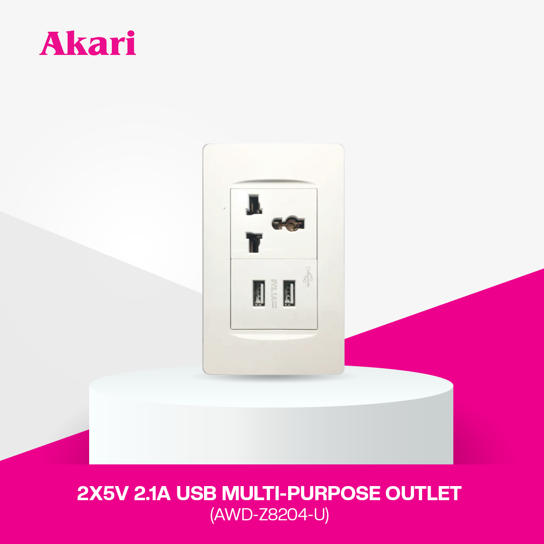 Akari 2X5V 2.1A USB Multi-Purpose Outlet (AWD-Z8204-U)