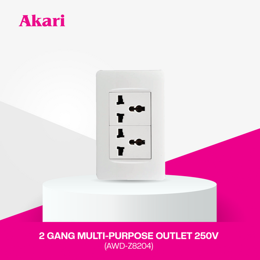 Akari 2 Gang Multi-Purpose Outlet 250V (AWD-Z8204)