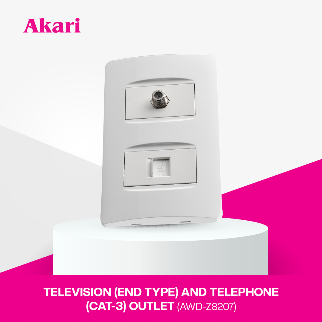 Akari Television (End type) and Telephone (CAT-3) Outlet (AWD-Z8207)