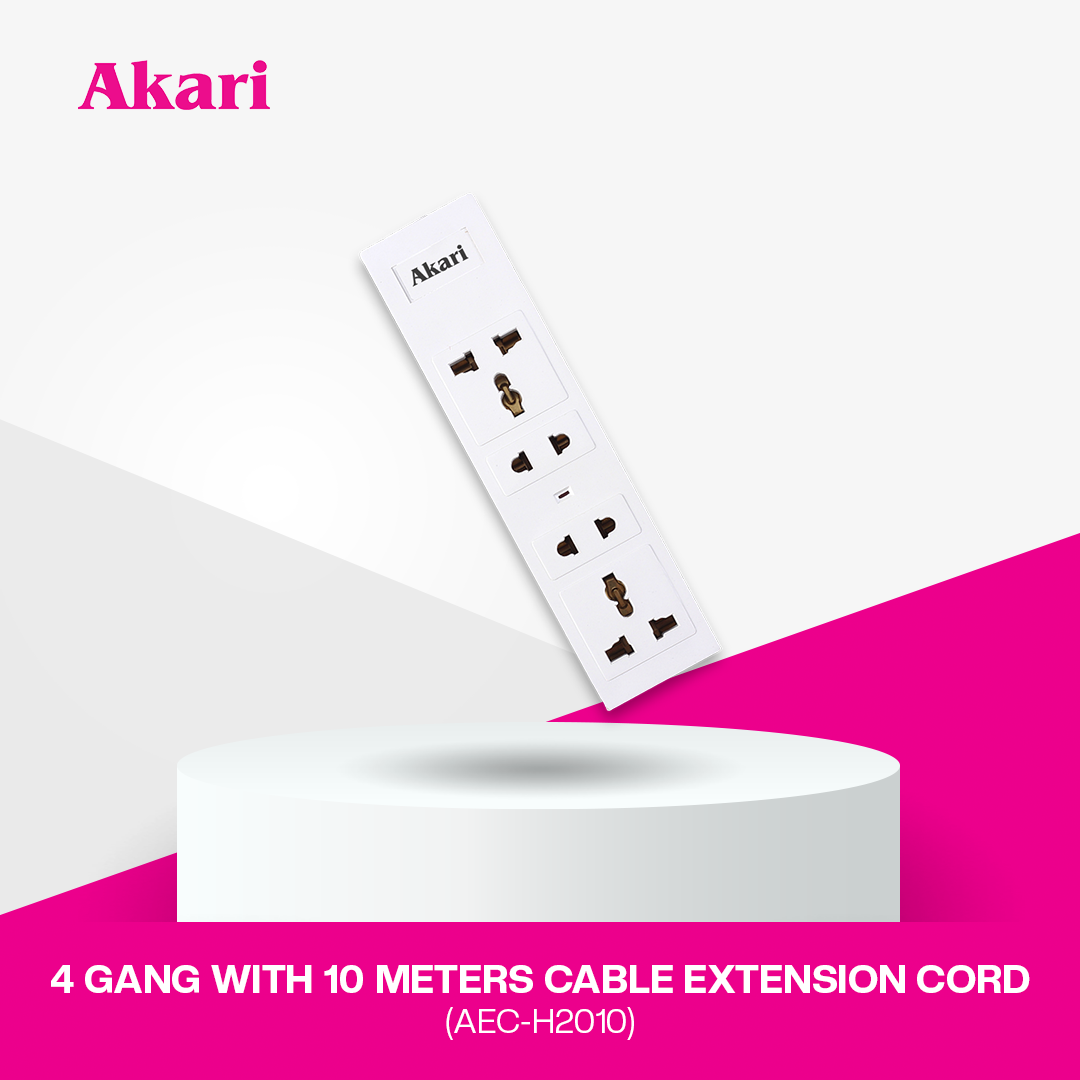Akari 4 Gang With 10 Meters Cable Extension Cord (AEC-H2010)
