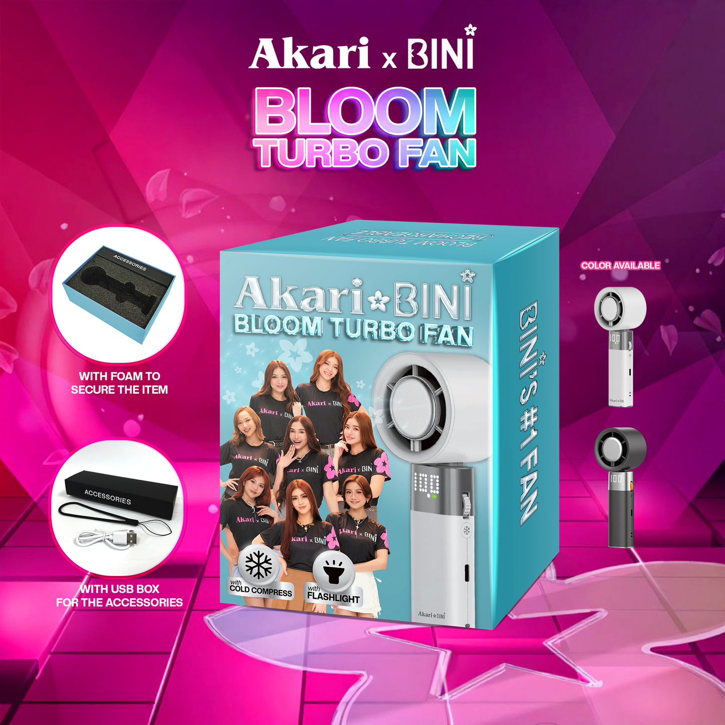 AkarixBini : Akari Rechargeable Bloom Turbo Fan (ABF-2552BK) RARE! + Free Eclipse