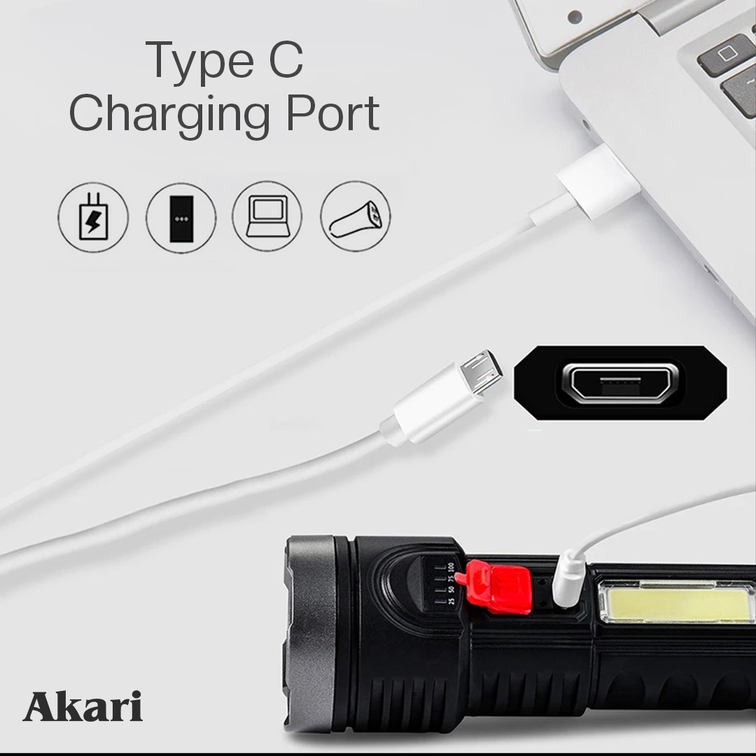 Akari Rechargeable Flashlight with Side Light (ARFL-019)