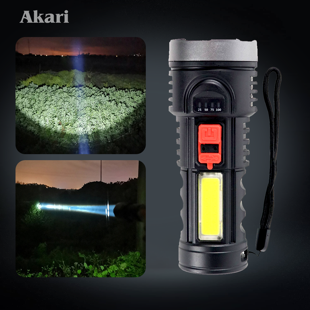 Akari Rechargeable Flashlight with Side Light (ARFL-019)