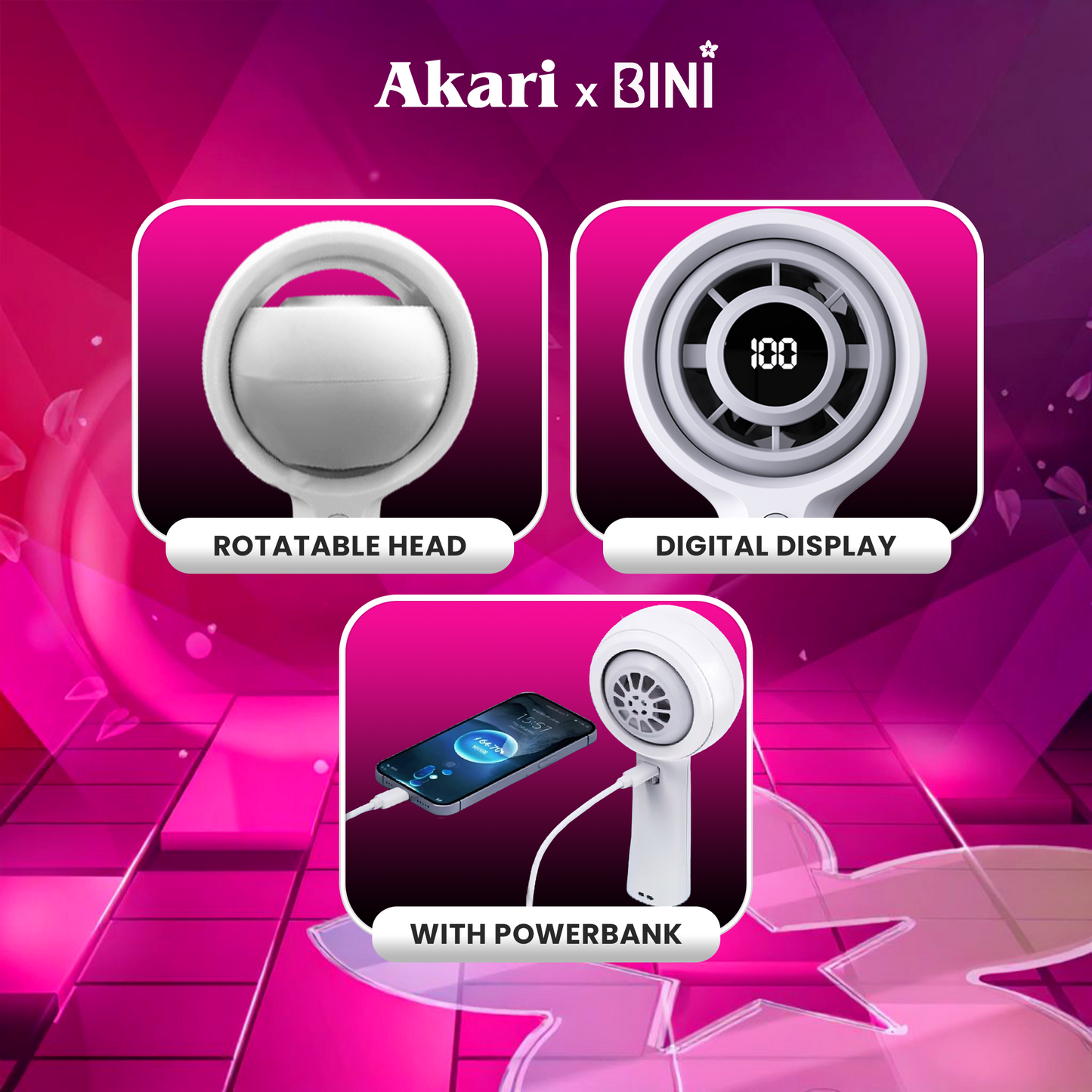 AkariXBini: Akari Rechargeable LOLLI-FAN with Powerbank (ABF-EB6W)