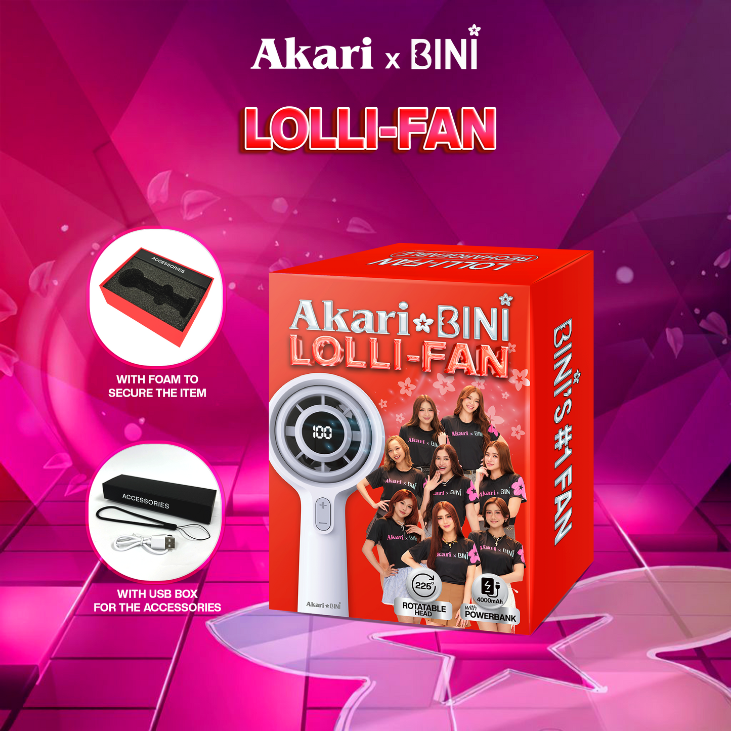AkariXBini: Akari Rechargeable LOLLI-FAN with Powerbank (ABF-EB6W)