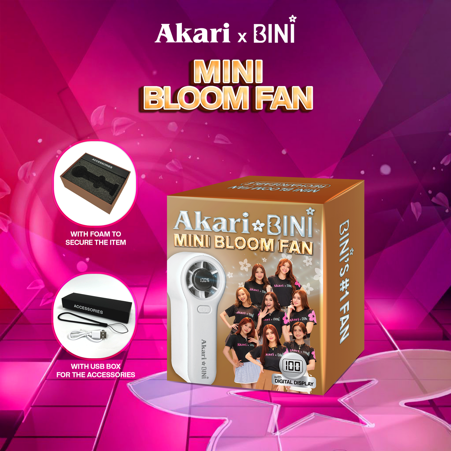 AkarixBini: Akari Mini Bloom Fan (ABF-H02W) White