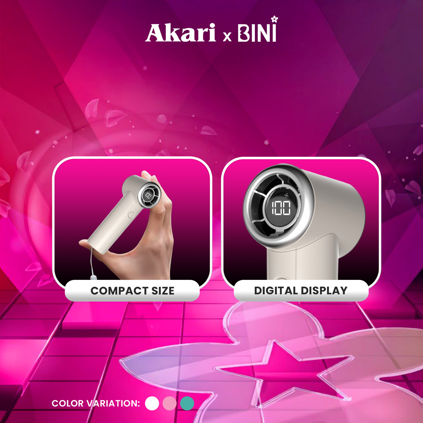 AkarixBini : Akari Rechargeable Pocket Rocket Fan (ABF-N609P) Pink