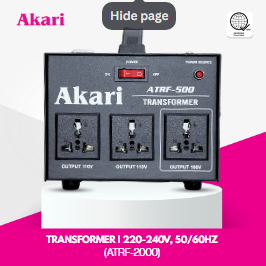 Akari Transformer I 220-240V, 50/60HZ (ATRF-2000)