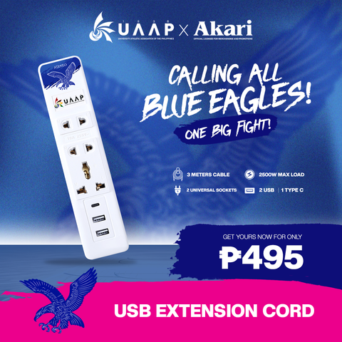 Akari X UAAP [ ATENEO ]3 Gang Extension Cord with Surge Protection ( AEC-F803 AT)