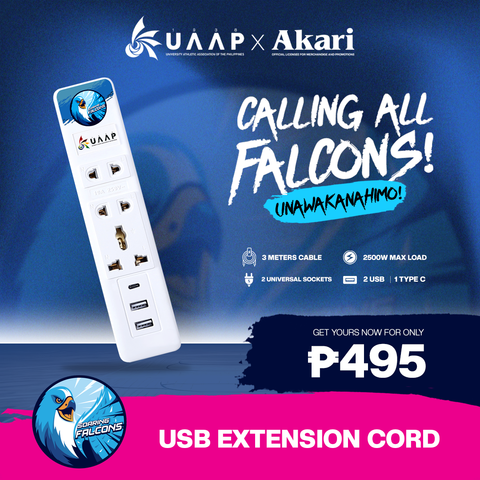 Akari X UAAP [ ADAMSON ]3 Gang Extension Cord with Surge Protection ( AEC-F803 AD)