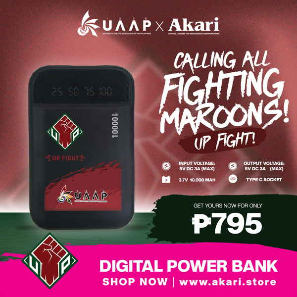 AKARI X UAAP [ UP ]  10000mAh Digital Powerbank with built-in charging Cables