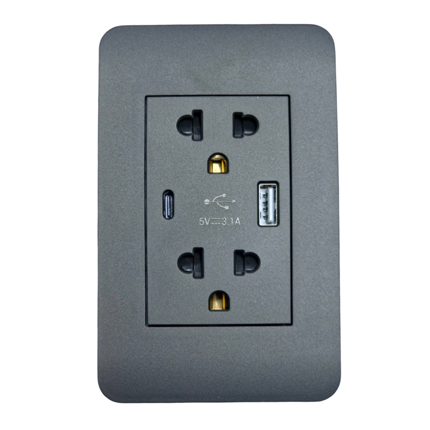 ZEN MATTE SERIES_AKARI Universal Duplex Grounding Outlet with Shutter (AZ2-2GOU)
