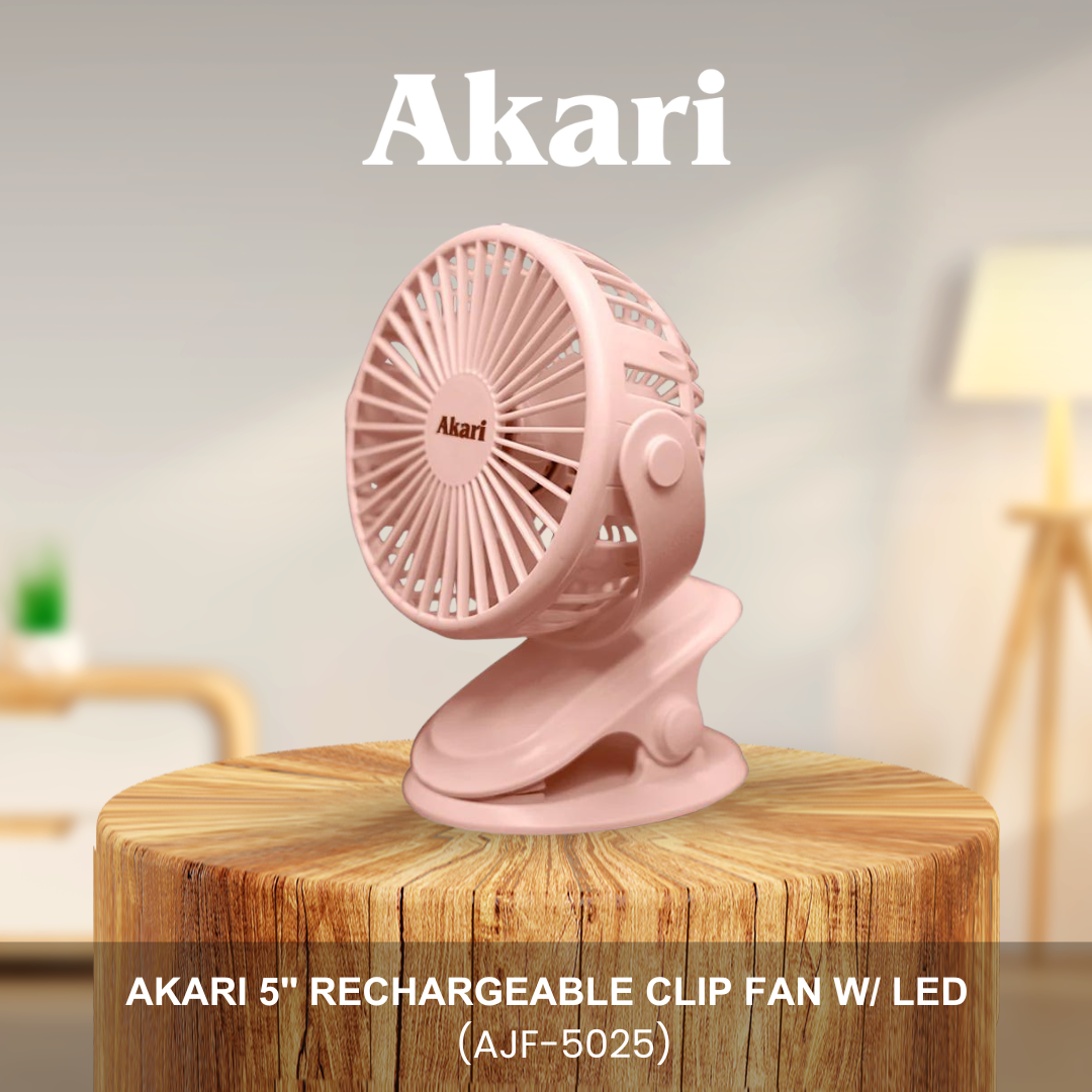 Akari 5" Rechargeable Clip Fan w/ LED (AJF-5025)