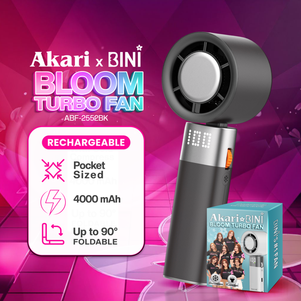 AkarixBini : Akari Rechargeable Bloom Turbo Fan (ABF-2552BK) RARE! + Free Eclipse