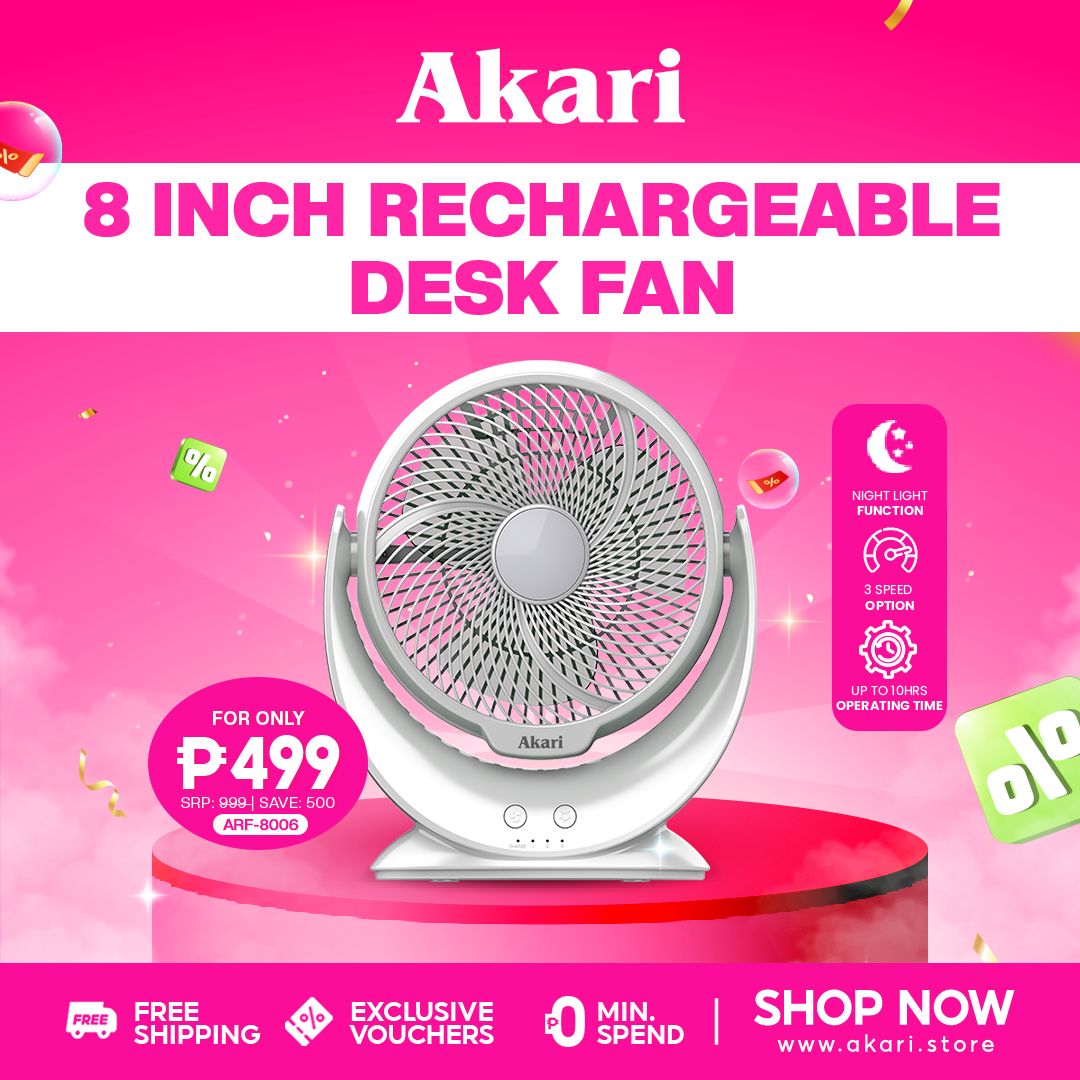 Akari 8" Rechargeable Desk fan (ARF-8006)