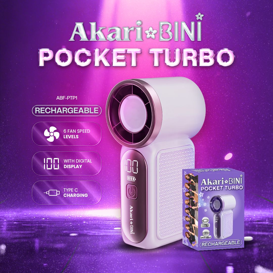 Akari x BINI Rechargeable Pocket Turbo ABF-PTP | Portable Turbo Handheld Fan
