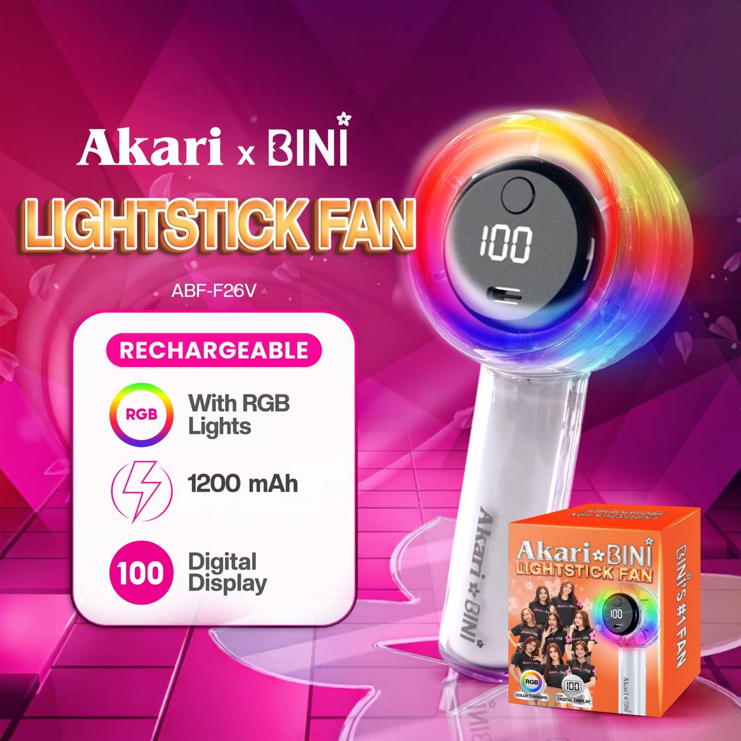 AkarixBini : Akari Rechargeable Lightstick Fan (ABF-F26V) Violet