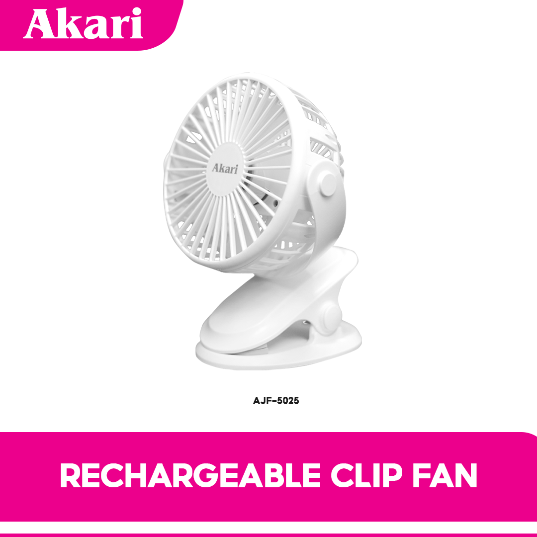 Akari B1T1 : 5" Rechargeable Clip Fan w/ LED (AJF-5025)