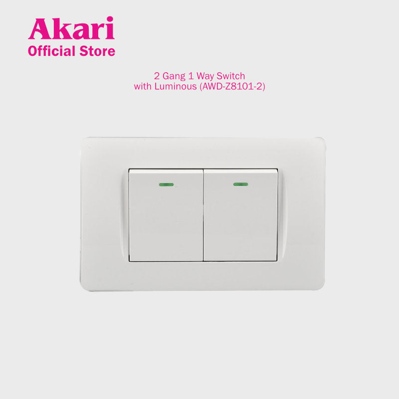 Akari 2 Gang 1 Way Switch with Luminous (AWD-Z8101-2)