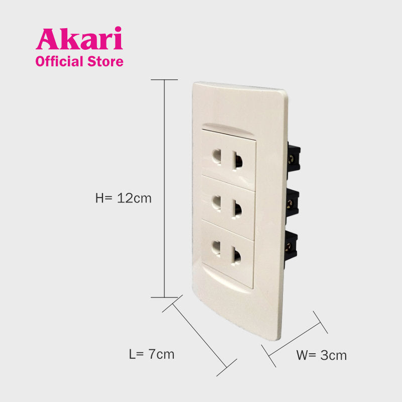 Akari 3 Gang 2 Pin Universal Outlet (AWDZ82023) Akari.store
