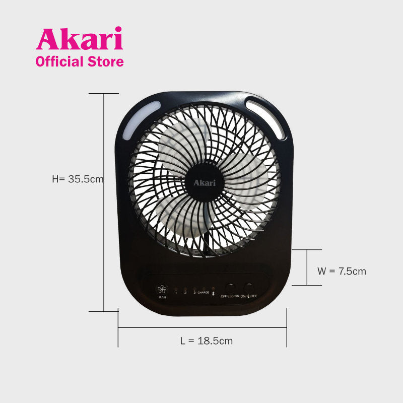 Akari Rechargeable LED Bluetooth Music Box Fan (ARBF-5512MB)