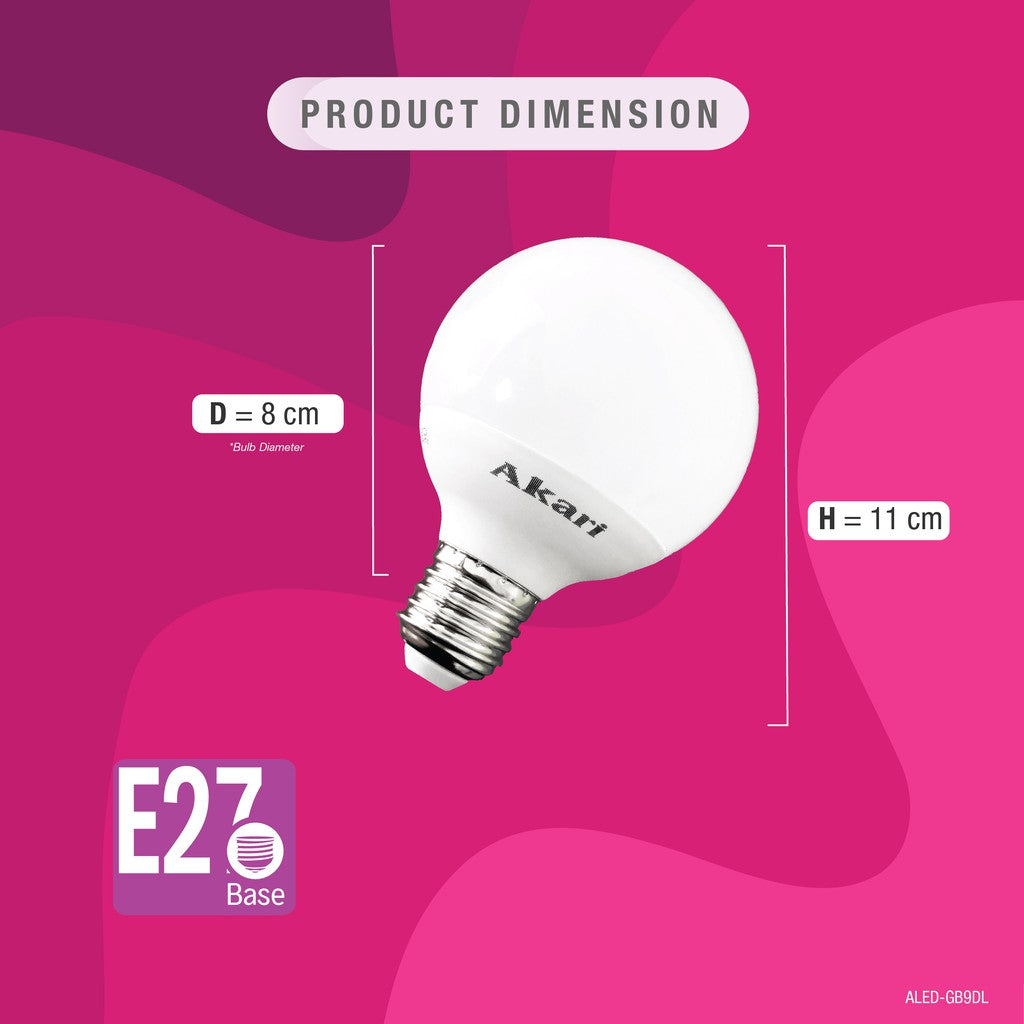Akari LED Globe Bulb 9W Daylight 6500K E27 (ALED-GB9DL)