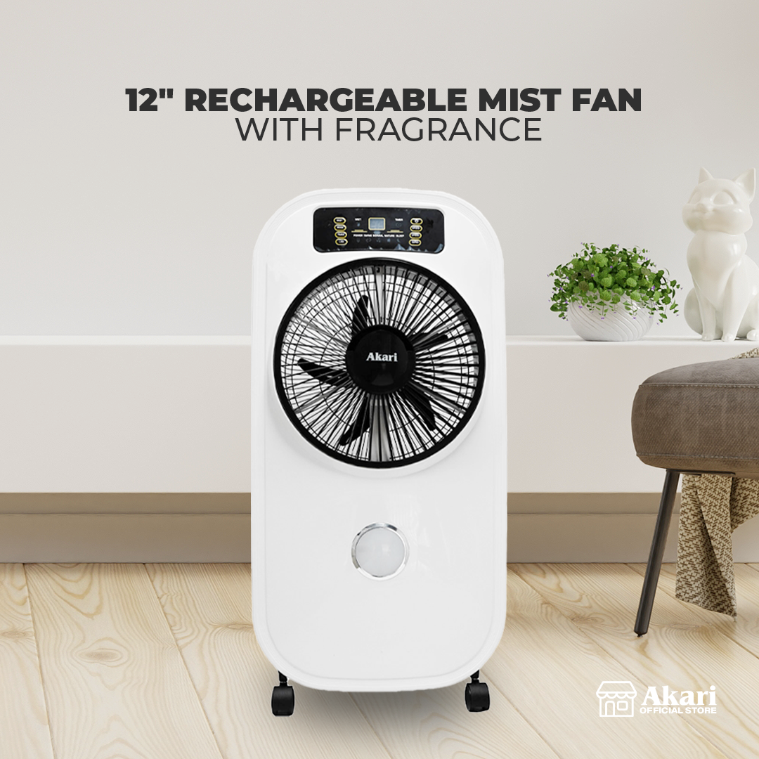 Akari 12" Rechargeable Mist Fan with Fragrance (ARMF-12F)