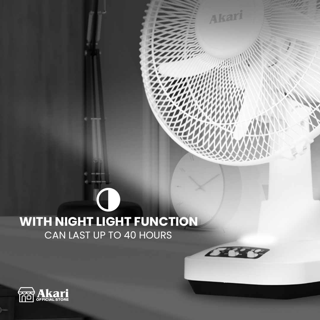 Akari B1G1 : 12-inch Rechargeable Oscillating Fan (ARF-5313F) + Akari Mini Solar Panel (ASP-12V3W)