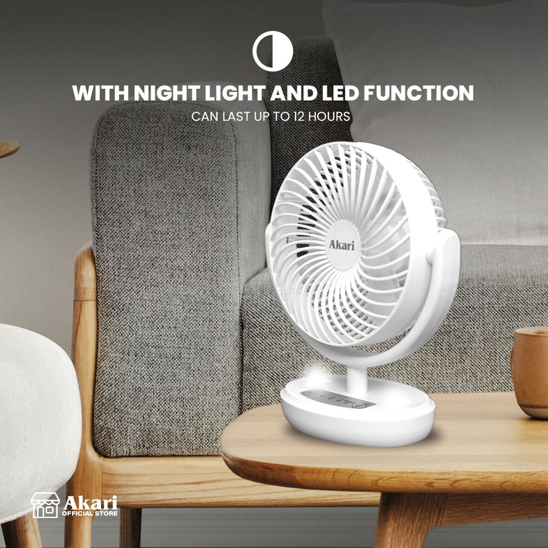 Akari 6” Rechargeable LED Deskfan with Night Light Function (ARF-606)