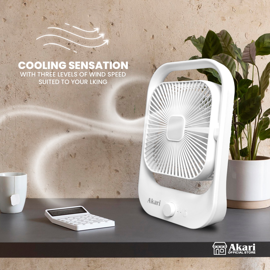 Akari 8" Rechargeable Square Fan with LED (ARF-8018)