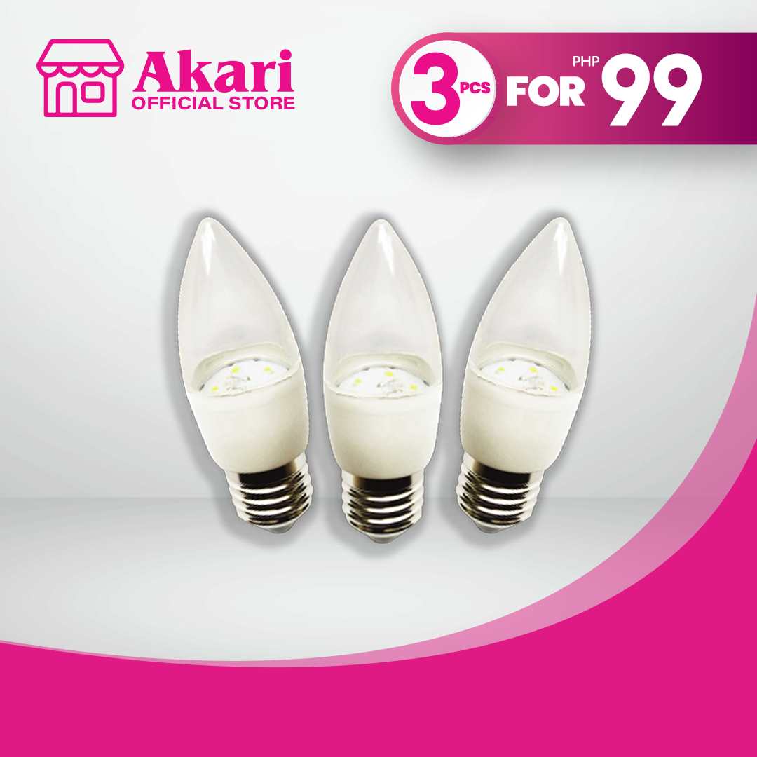 3 FOR 99: Akari Clear Candle Bulb 3W - Warm White (ACT-3W27C)