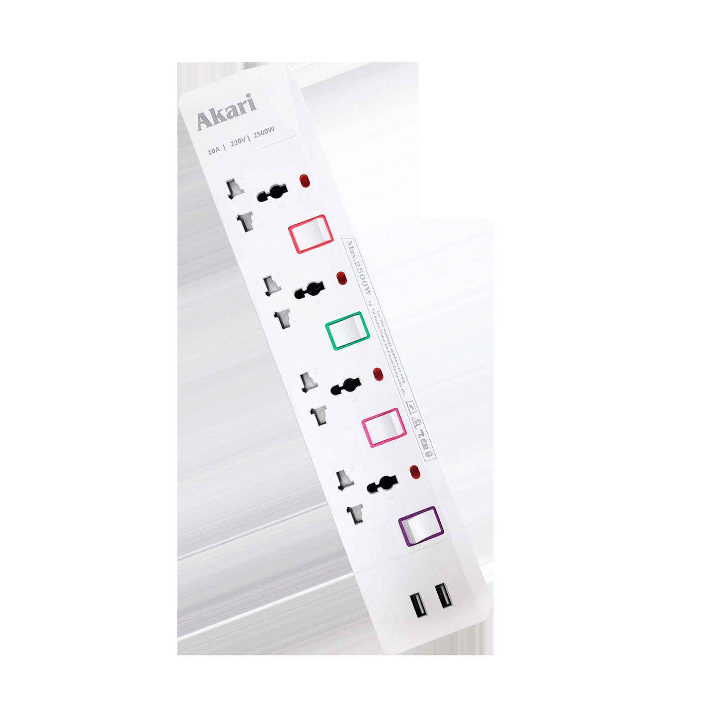 *Akari 4 Gang USB Extension Cord (AEC-H2204)