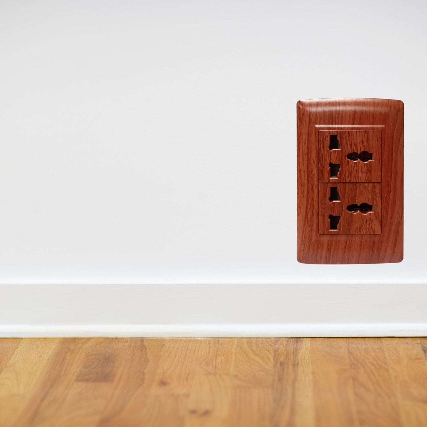 *Akari 2 Gang Multipurpose Socket - Wooden (AWD-204WI)