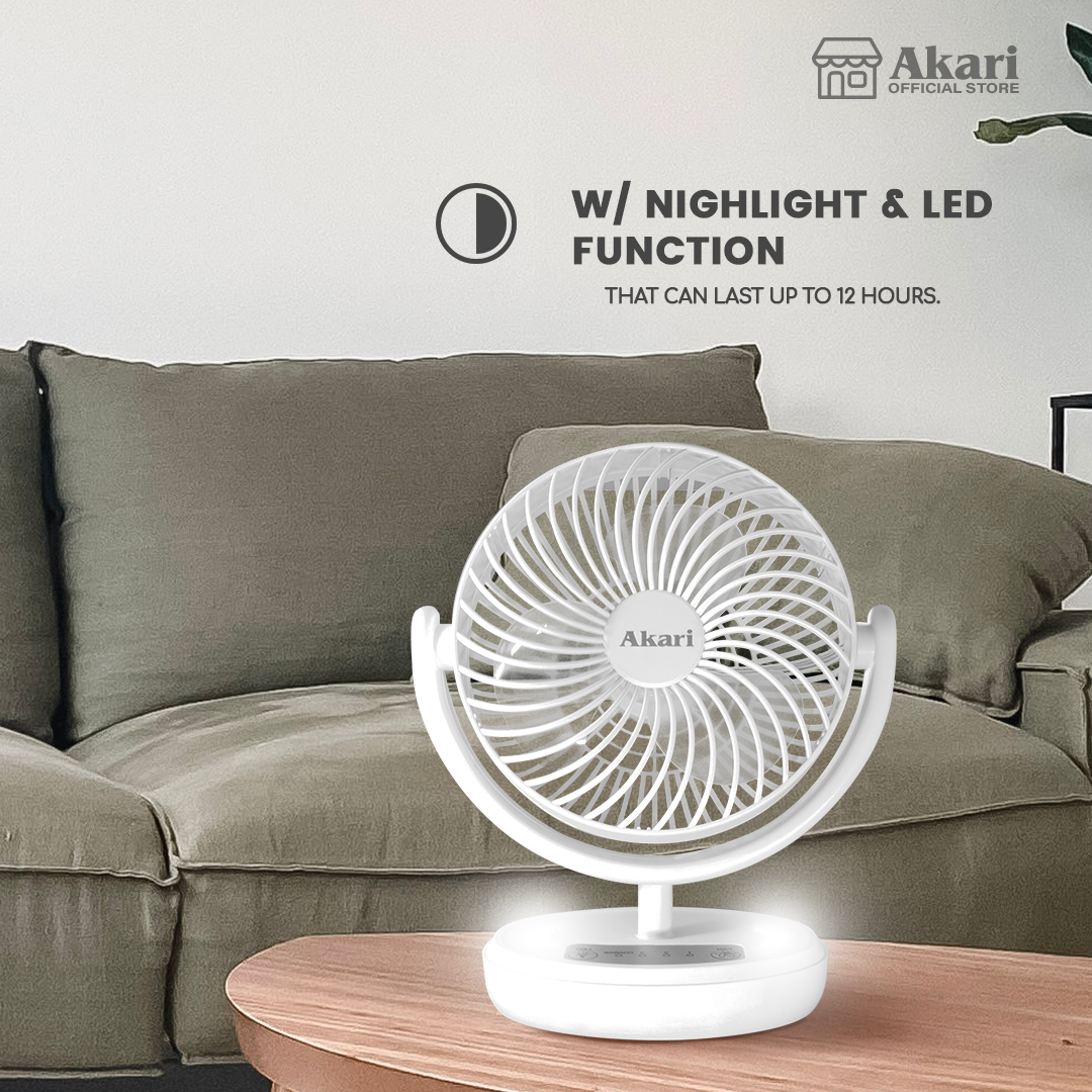 Akari 6” Rechargeable LED Deskfan with Night Light Function (ARF-606)