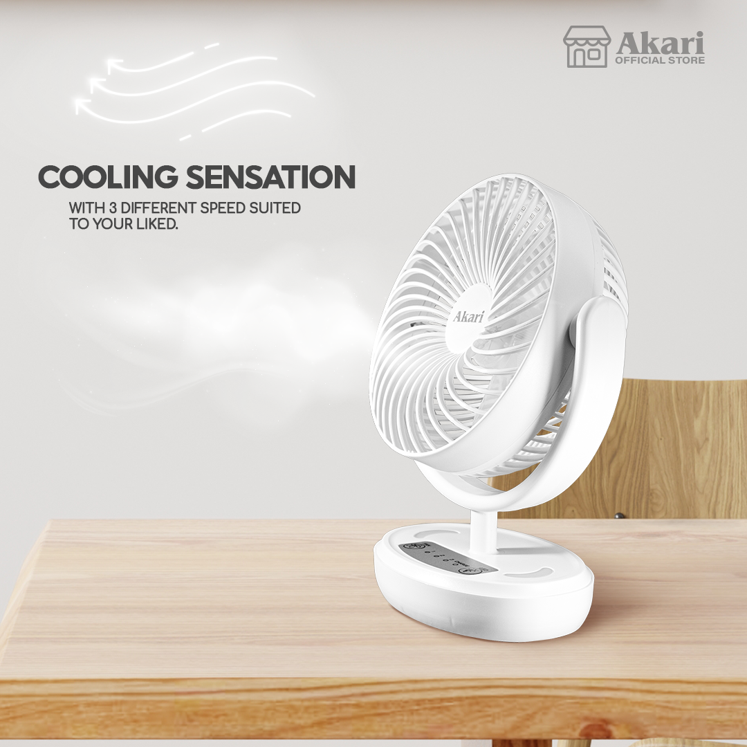 Akari 6” Rechargeable LED Deskfan with Night Light Function (ARF-606)